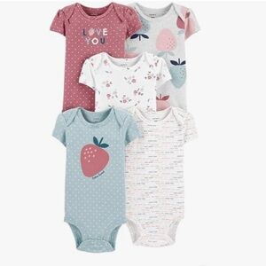 Carters Size 3 months Assorted Floral Strawberry Colorful Bodysuit Onesie Set